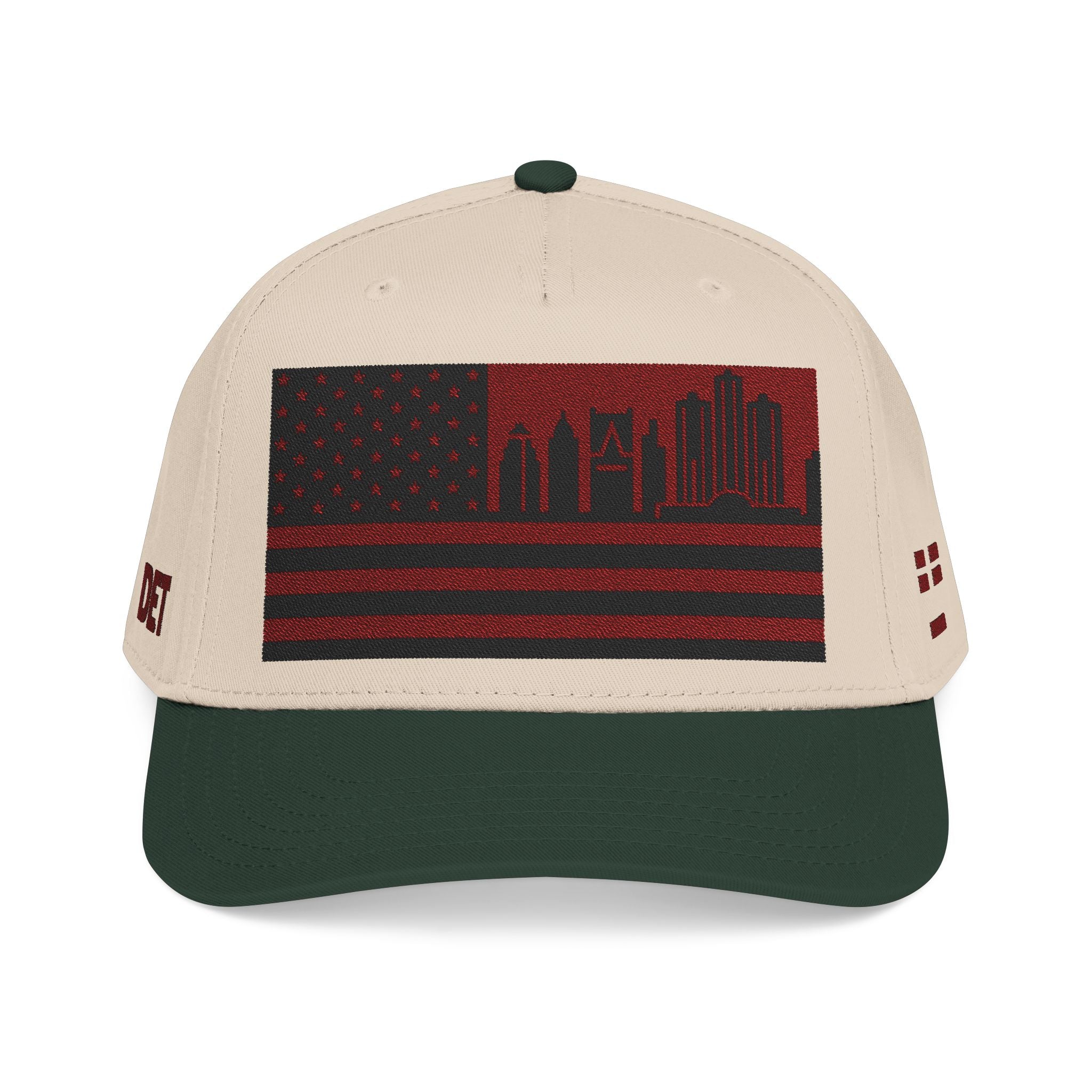 Detroit City Skyline Cap - Maroon/Black Flag