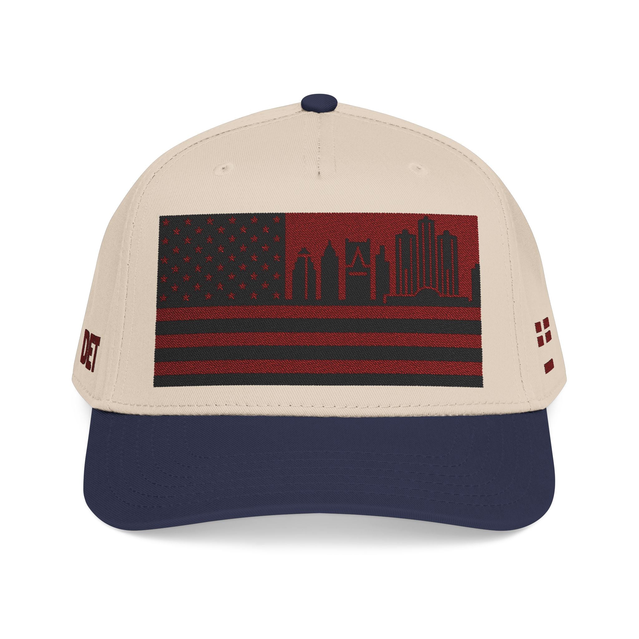 Detroit City Skyline Cap - Maroon/Black Flag