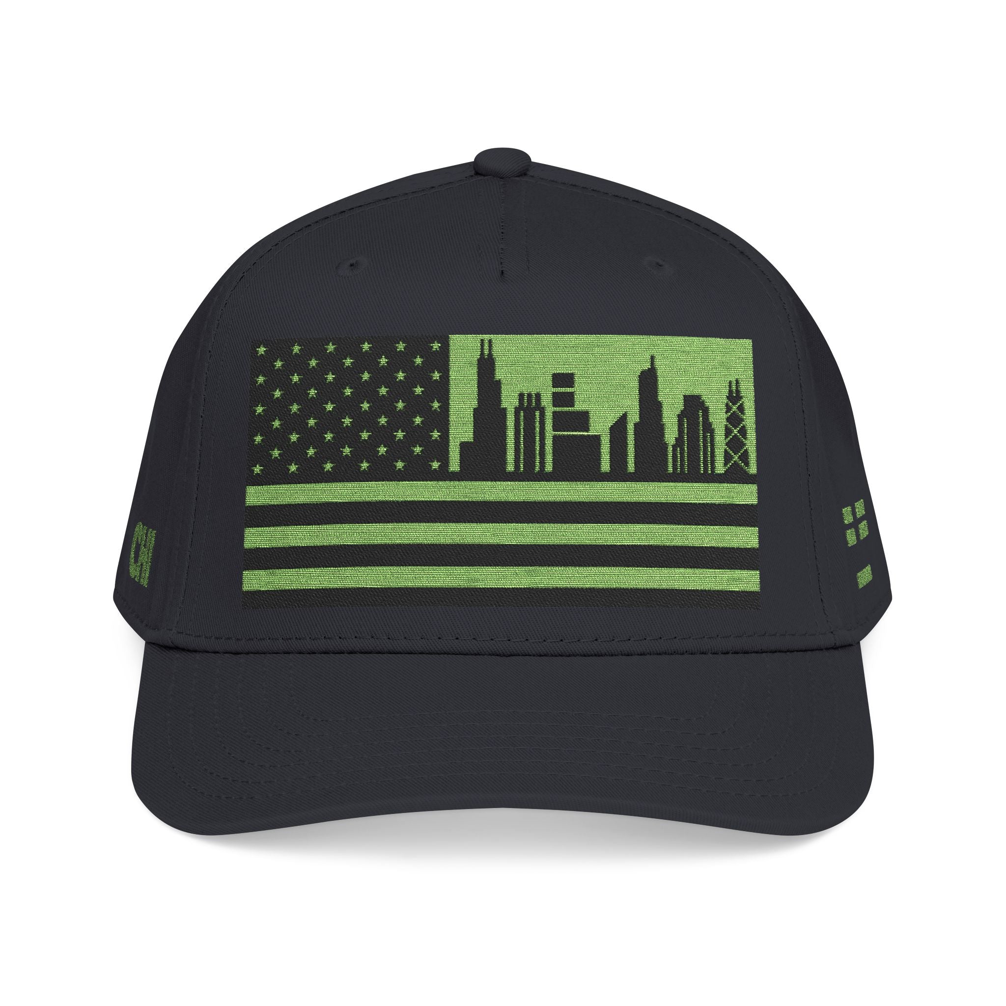 Chicago City Skyline Cap - Light Green/Black Flag