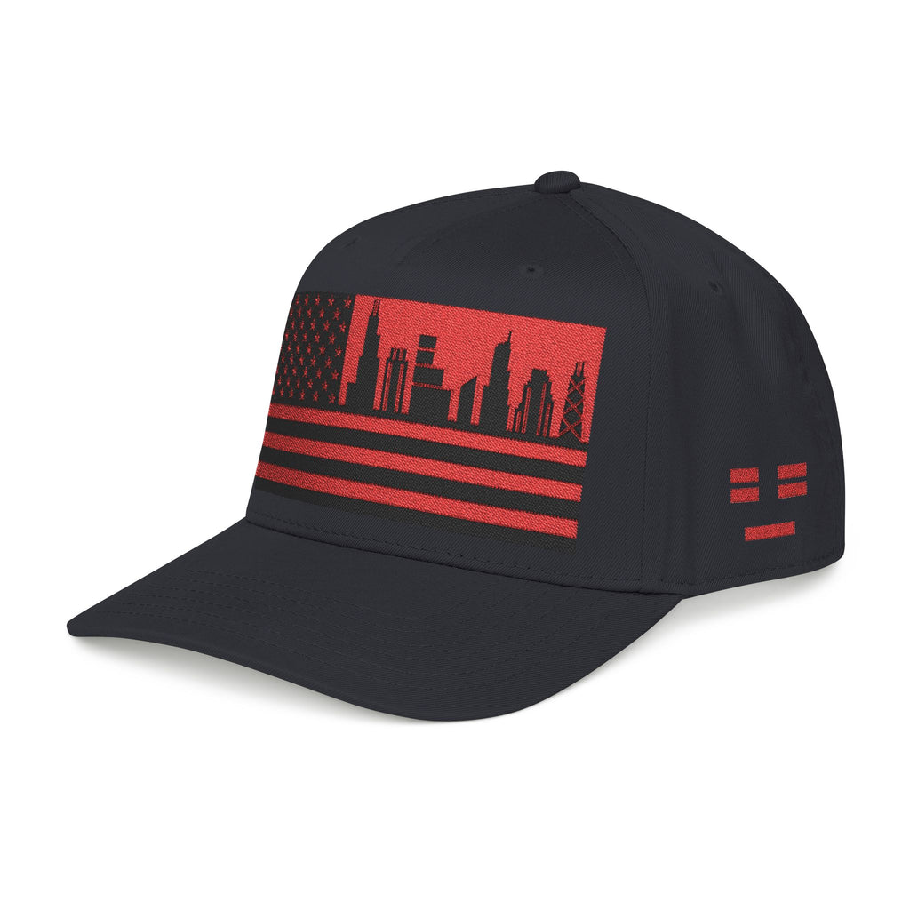 Chicago City Skyline Cap - Red/Black Flag