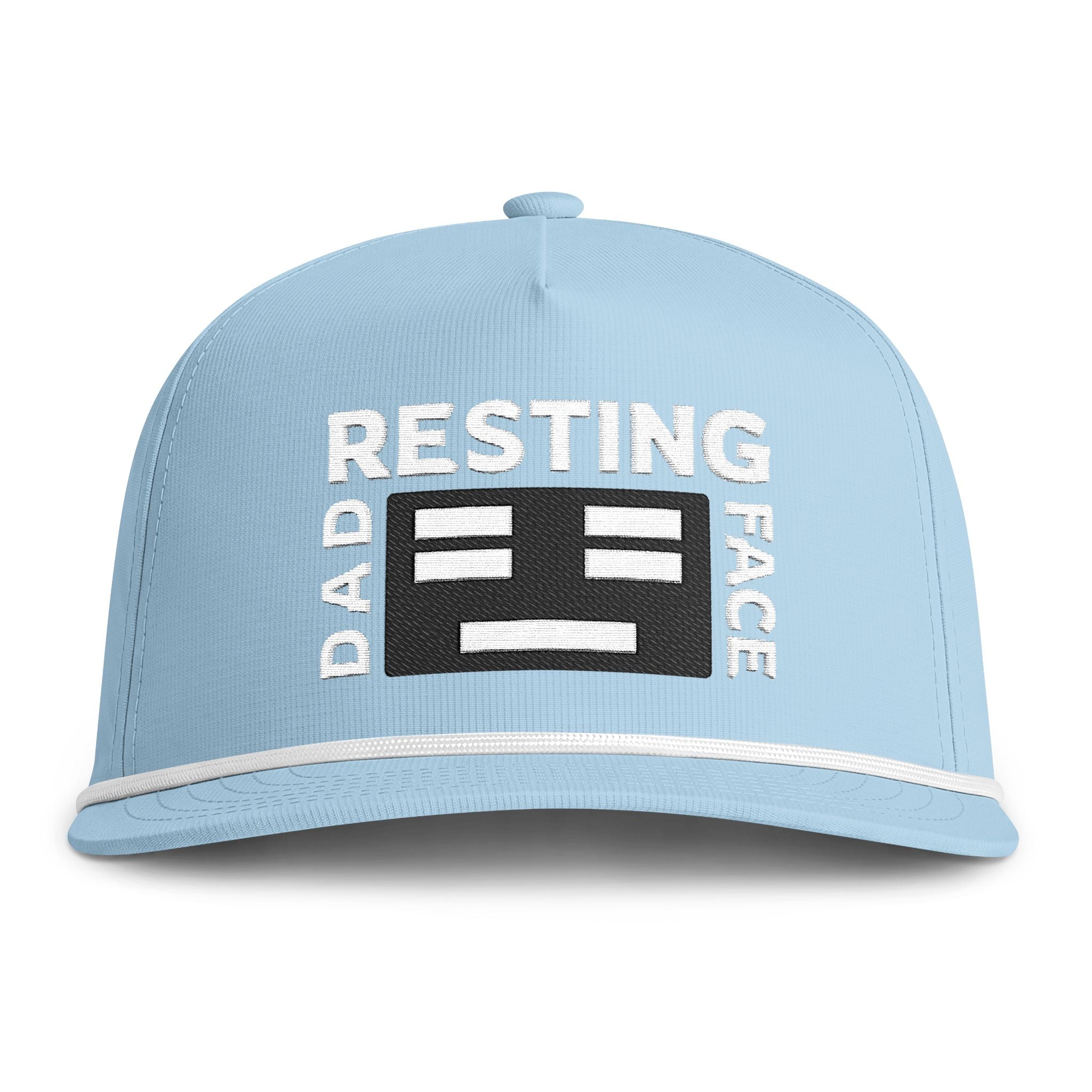 Resting Dad Face Black Icon Hat - Light Blue/White Premium Snapback Cap