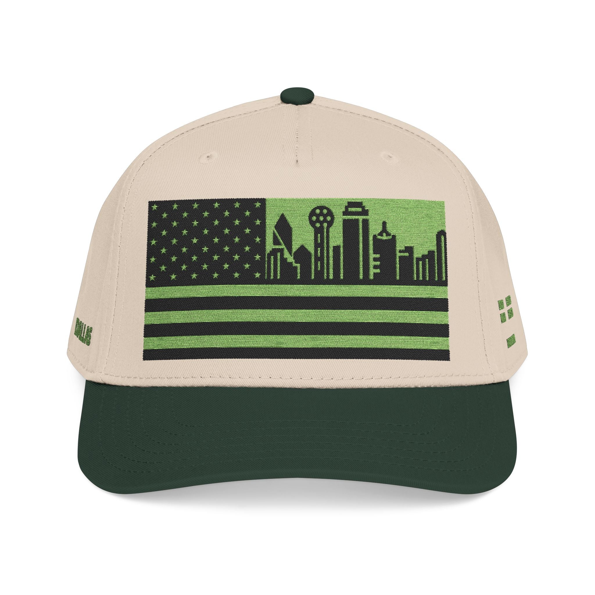 Dallas City Skyline Cap - Light Green/Black Flag