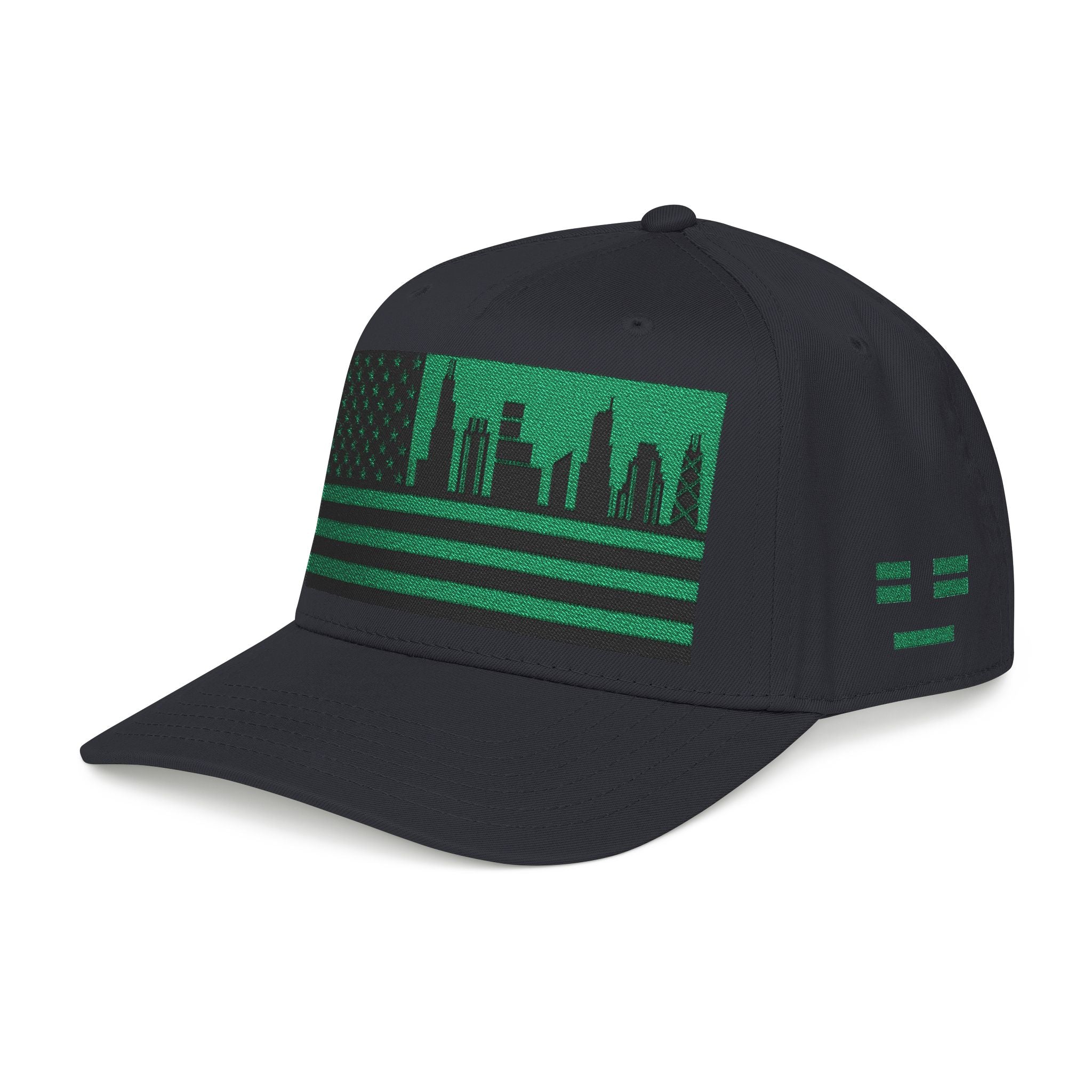Chicago City Skyline Cap - Green/Black Flag