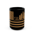 Los Angeles Skyline Flag Mug — Black & Gold Cityscape Coffee Cup