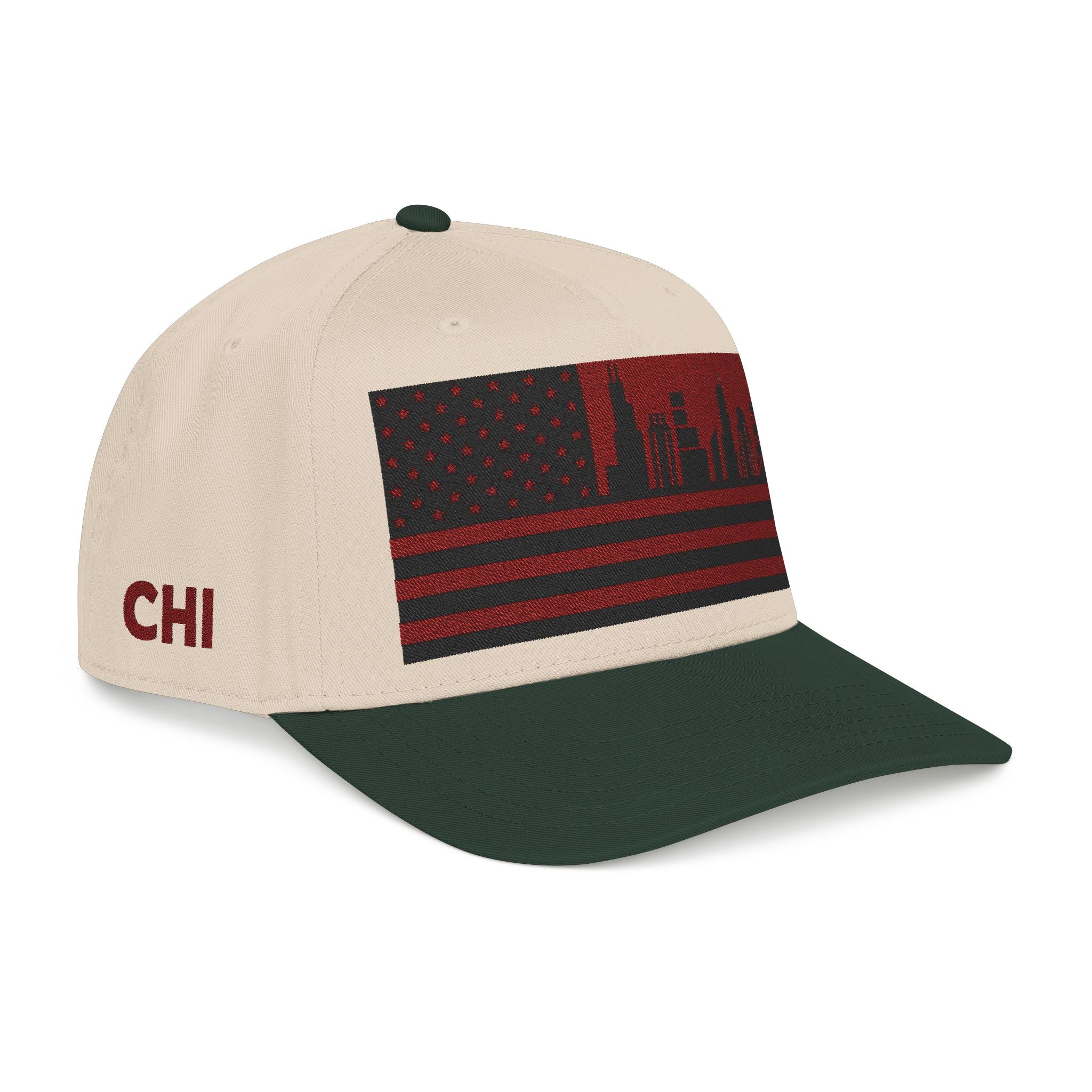 Chicago City Skyline Cap - Maroon/Black Flag