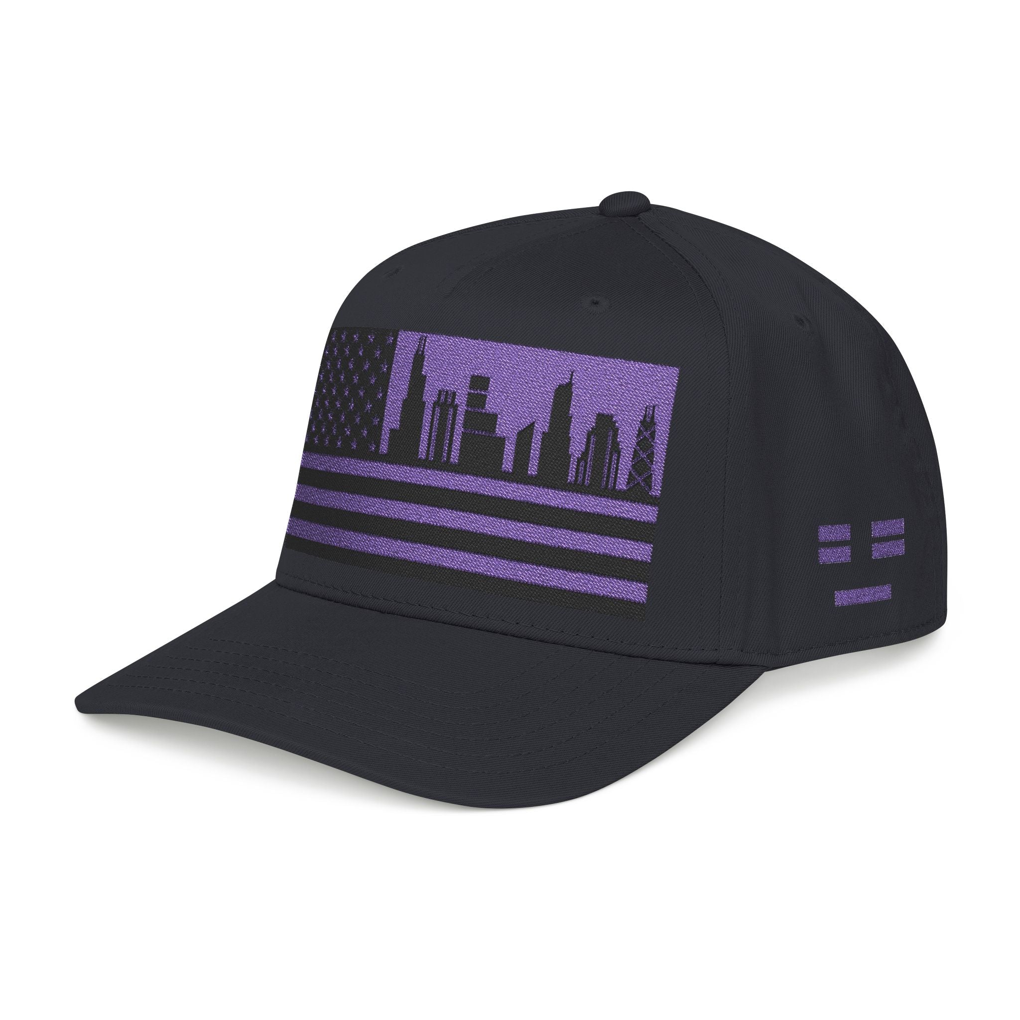 Chicago City Skyline Cap - Purple/Black Flag