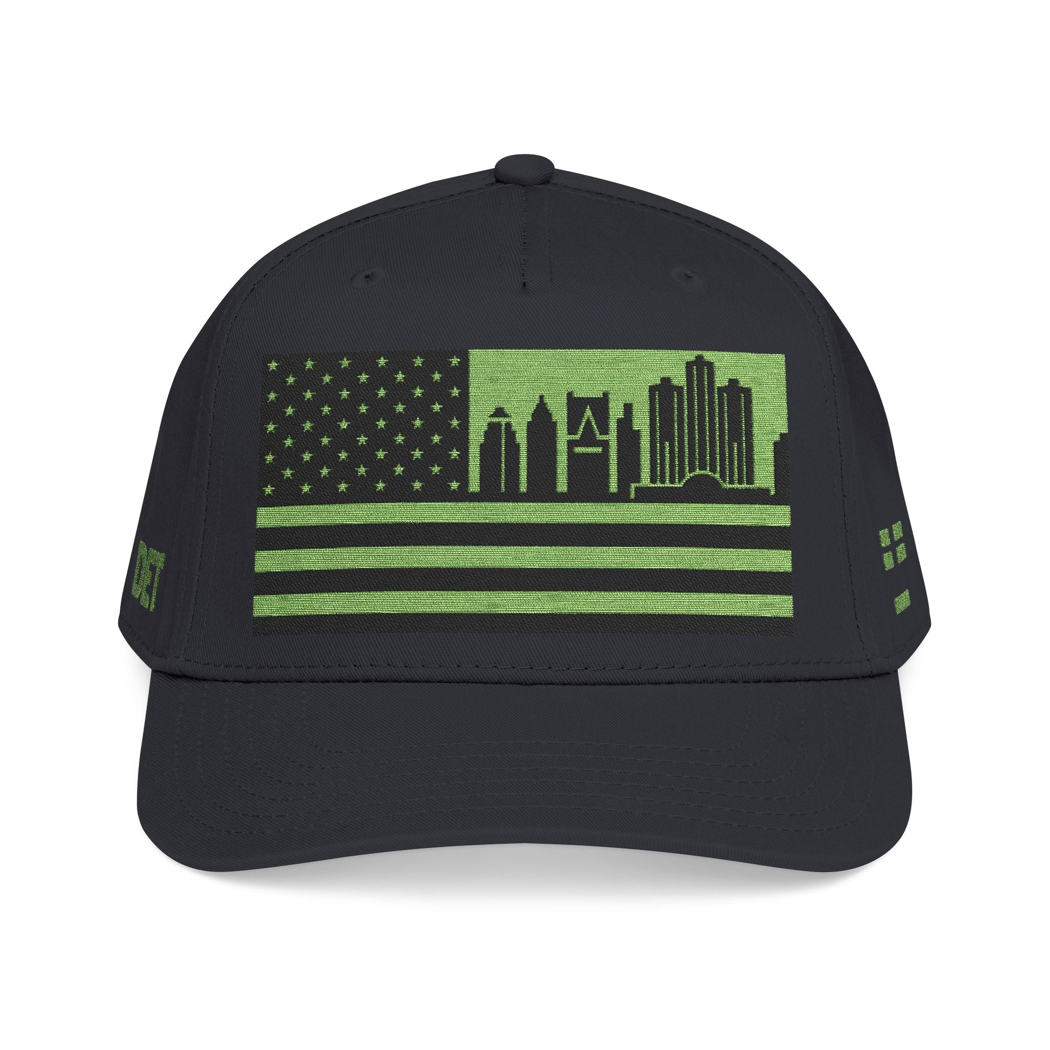 Detroit City Skyline Cap - Light Green/Black Flag