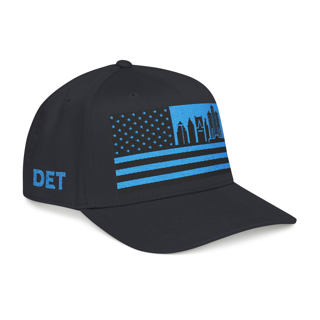 Detroit City Skyline Cap - Light Blue/Black Flag