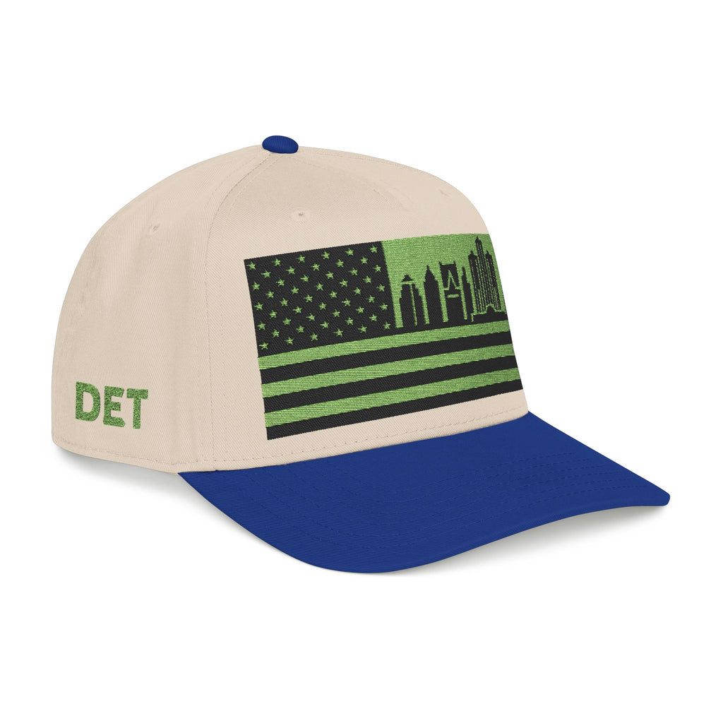 Detroit City Skyline Cap - Light Green/Black Flag