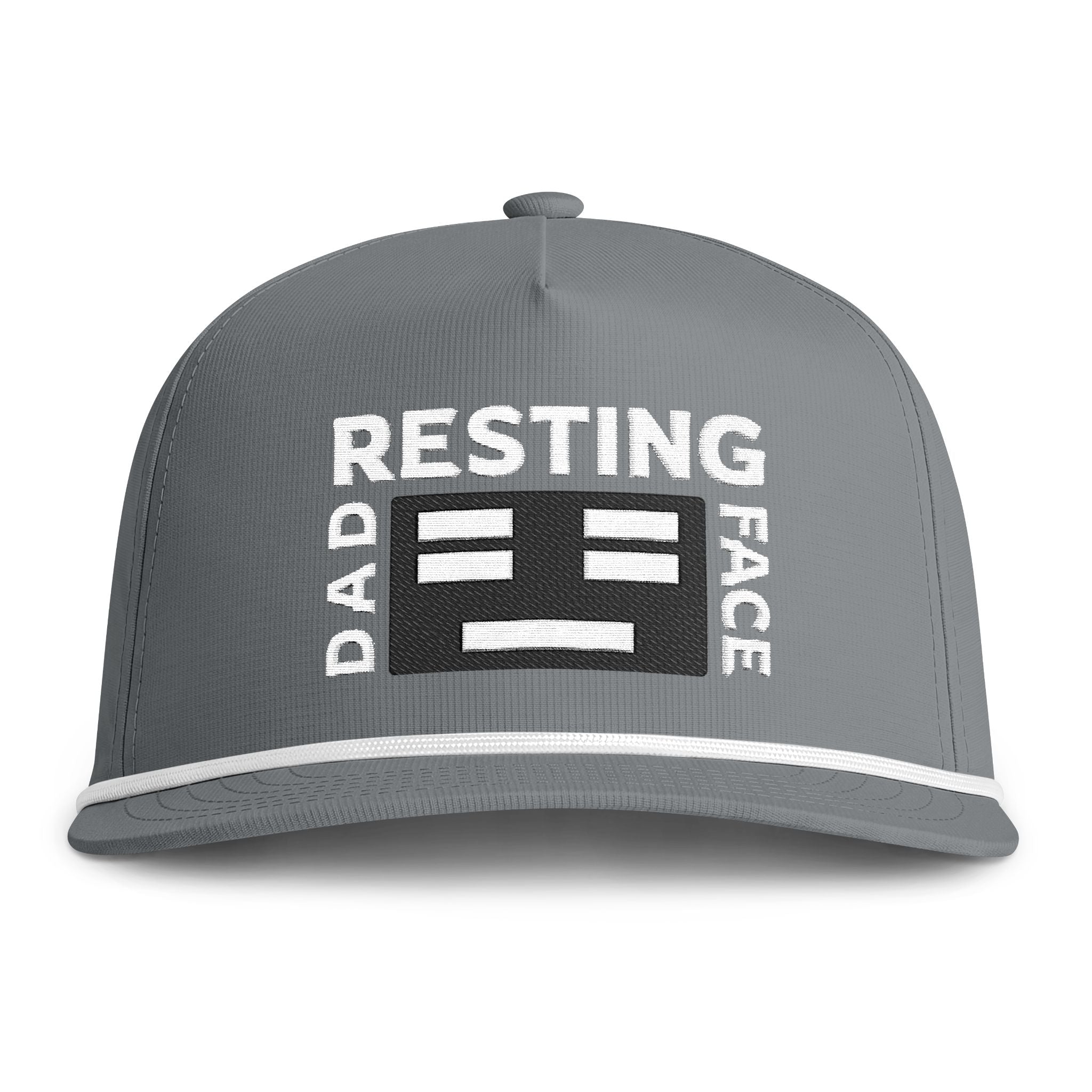 Resting Dad Face Black Icon Hat - Grey/White Premium Snapback Cap