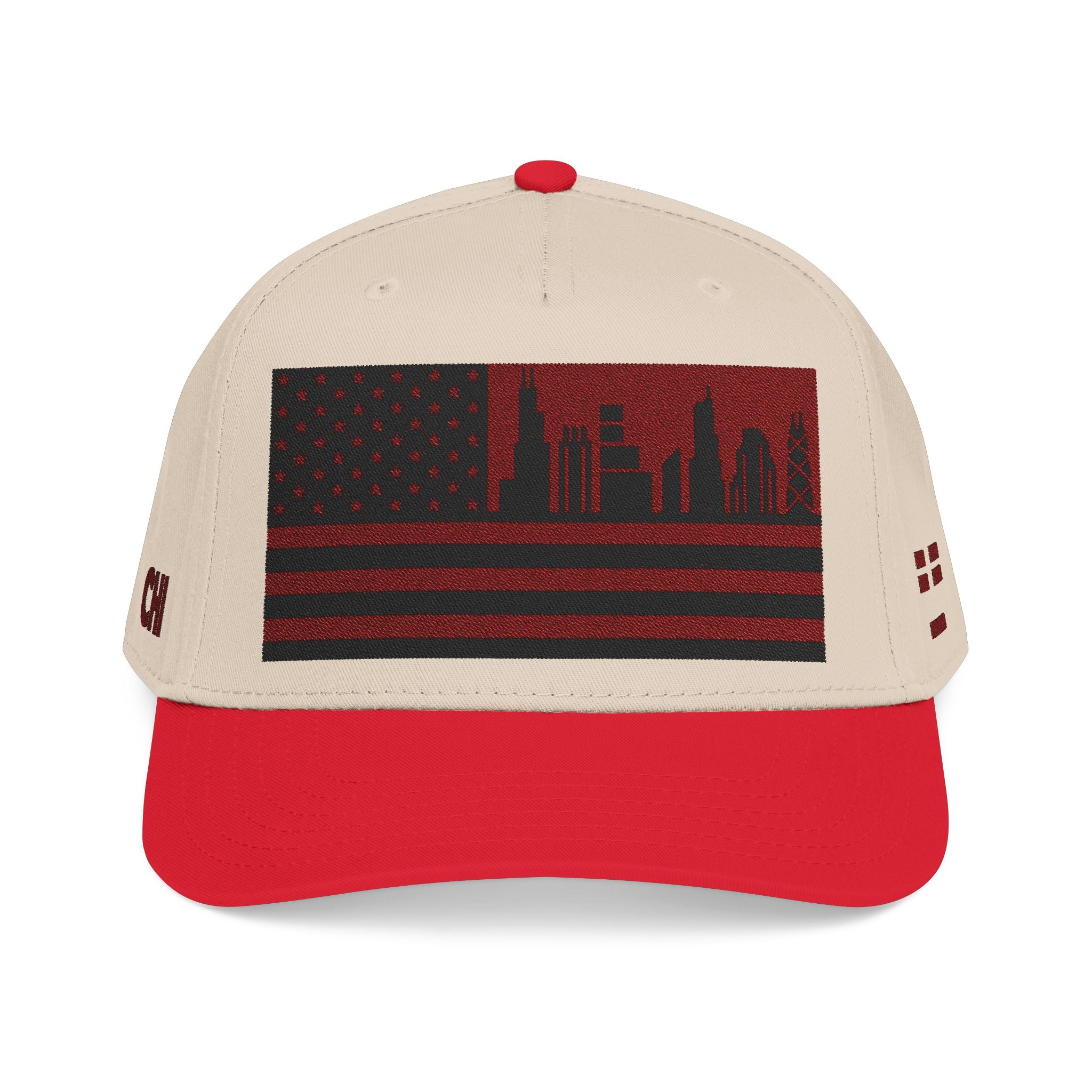 Chicago City Skyline Cap - Maroon/Black Flag