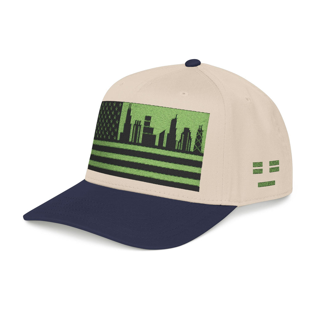 Chicago City Skyline Cap - Light Green/Black Flag
