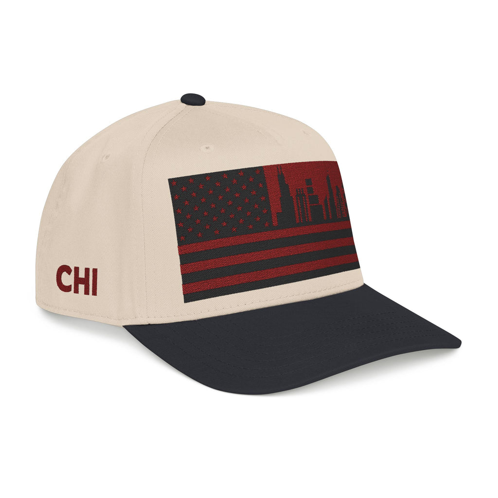 Chicago City Skyline Cap - Maroon/Black Flag
