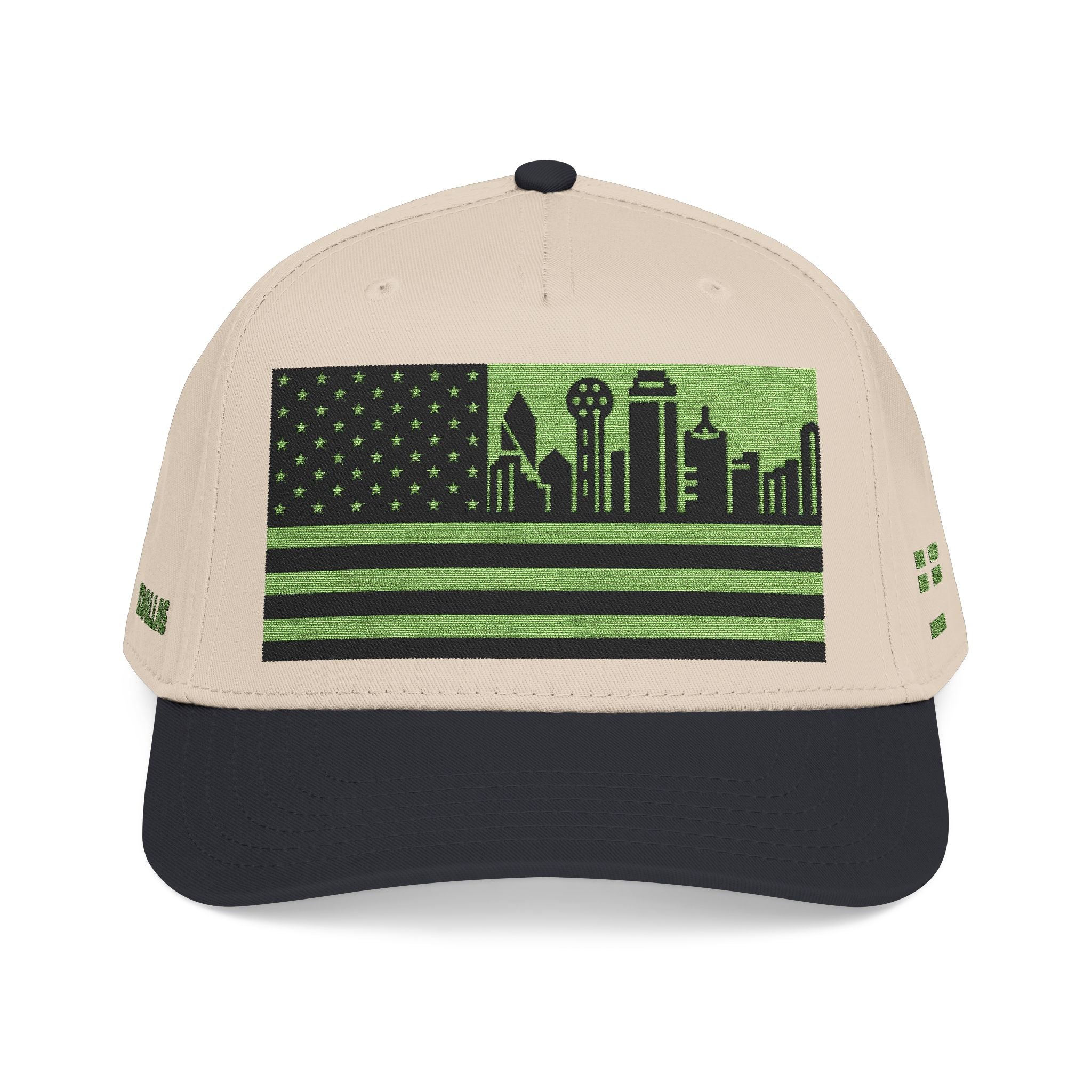 Dallas City Skyline Cap - Light Green/Black Flag