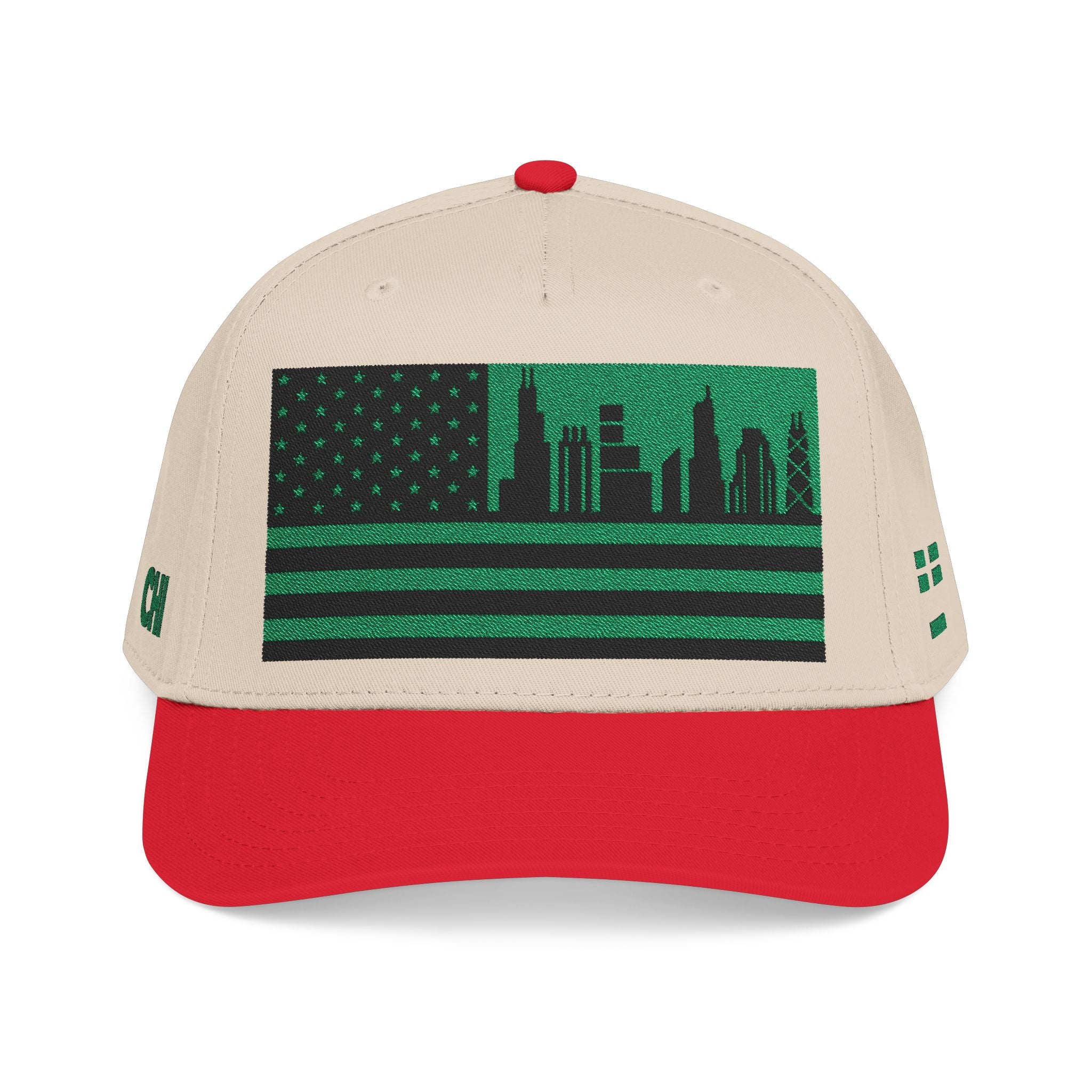 Chicago City Skyline Cap - Green/Black Flag