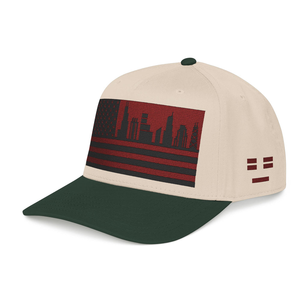 Chicago City Skyline Cap - Maroon/Black Flag