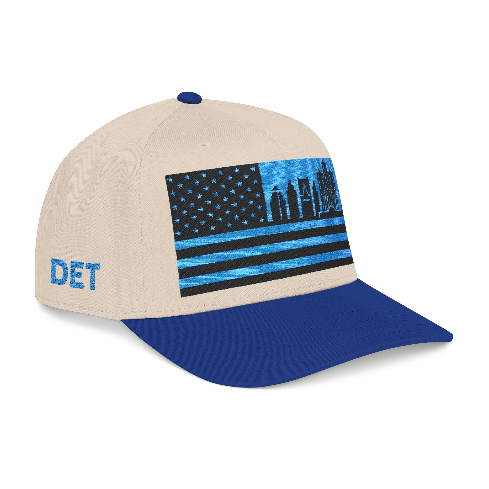 Detroit City Skyline Cap - Light Blue/Black Flag