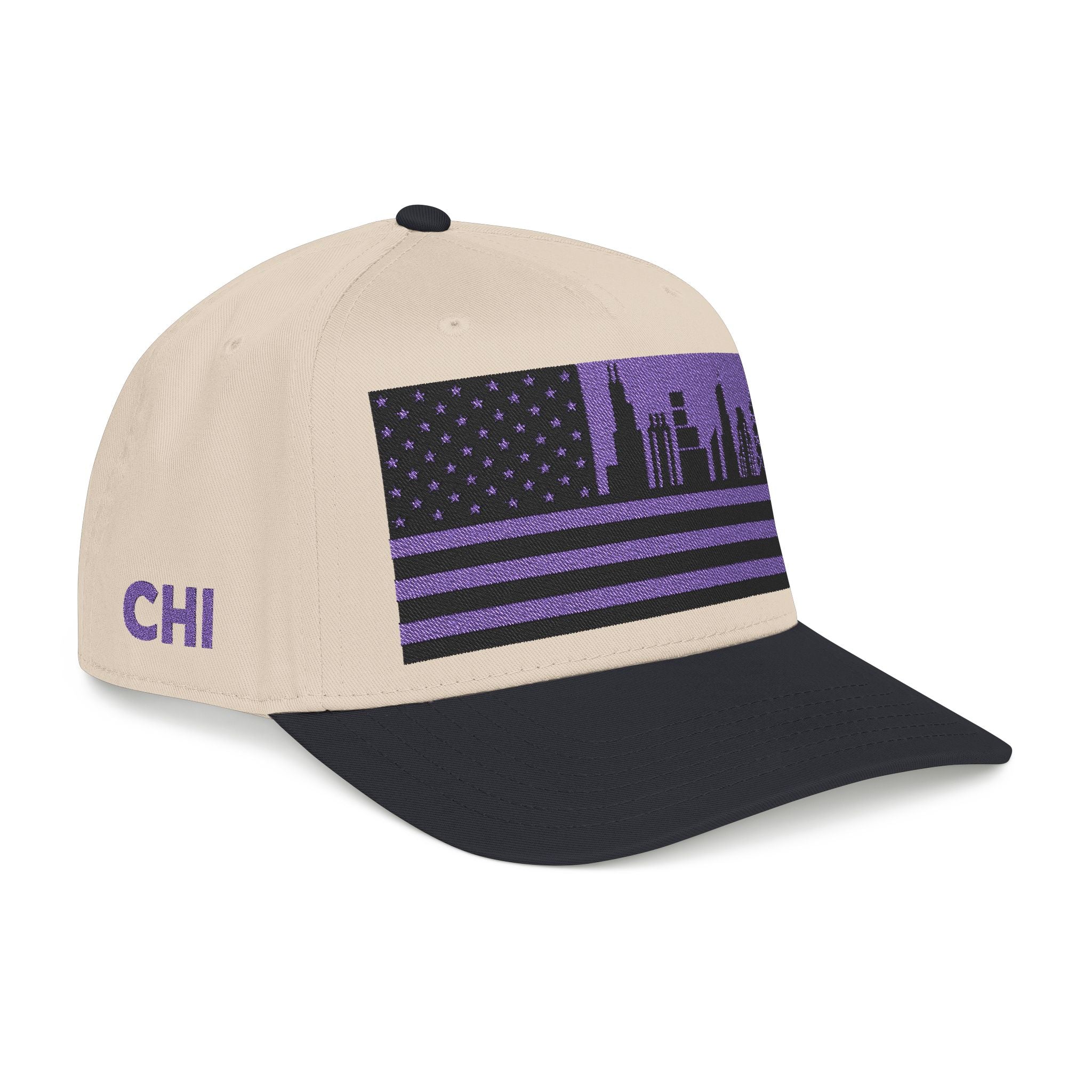 Chicago City Skyline Cap - Purple/Black Flag