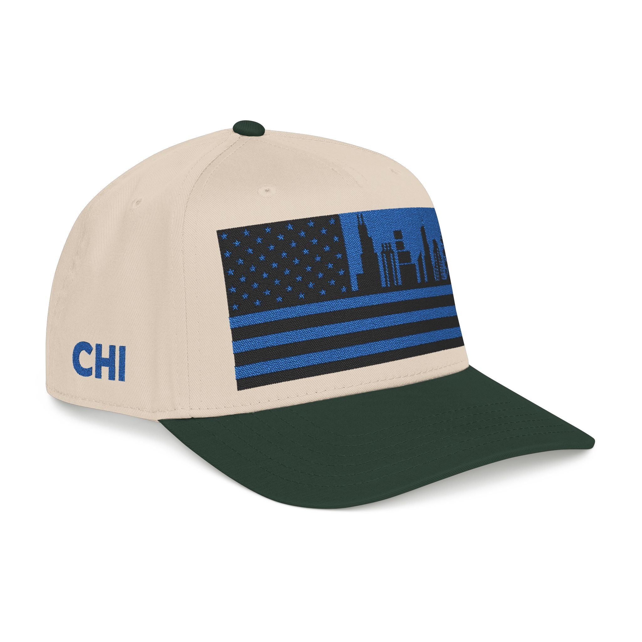 Chicago City Skyline Cap - Blue/Black Flag