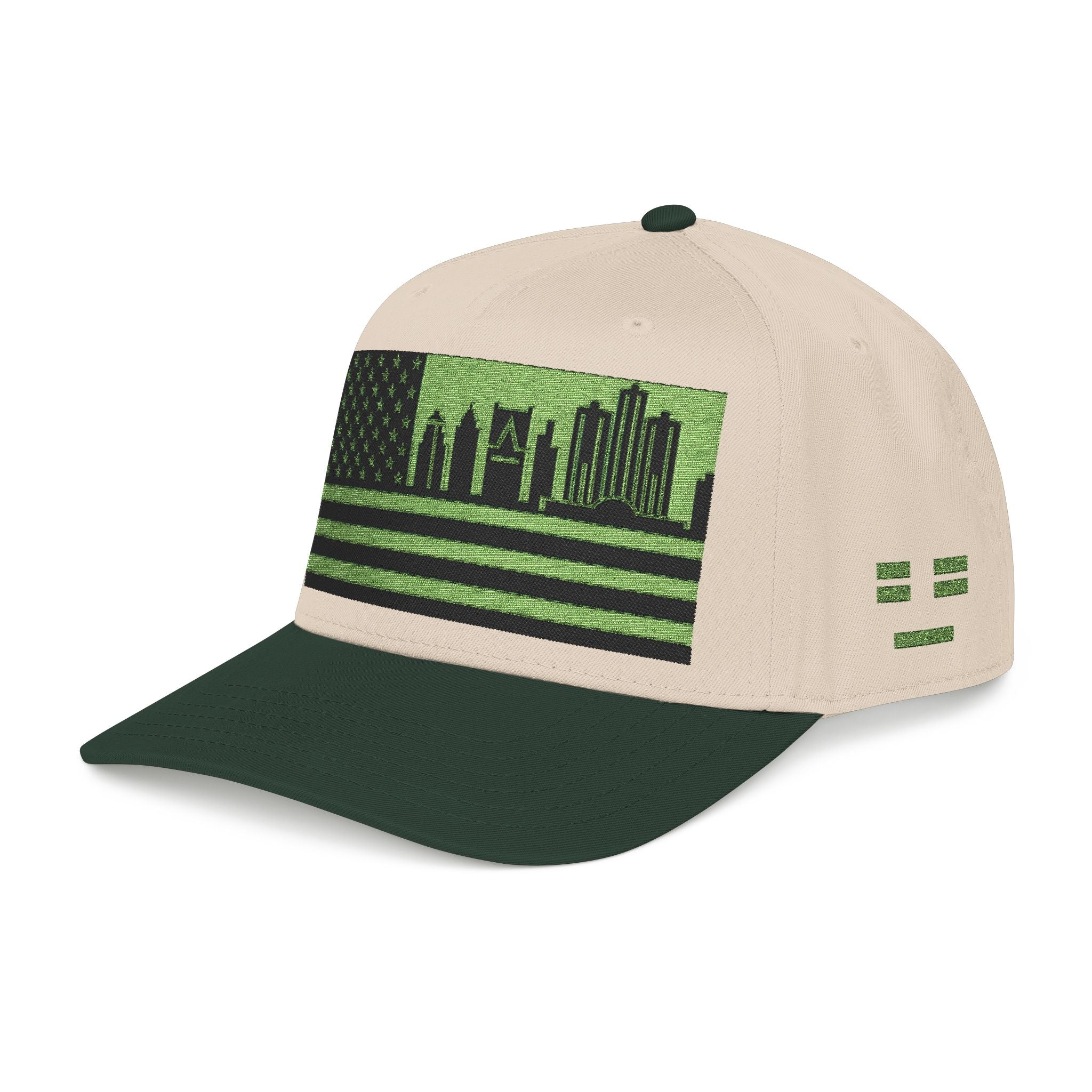 Detroit City Skyline Cap - Light Green/Black Flag