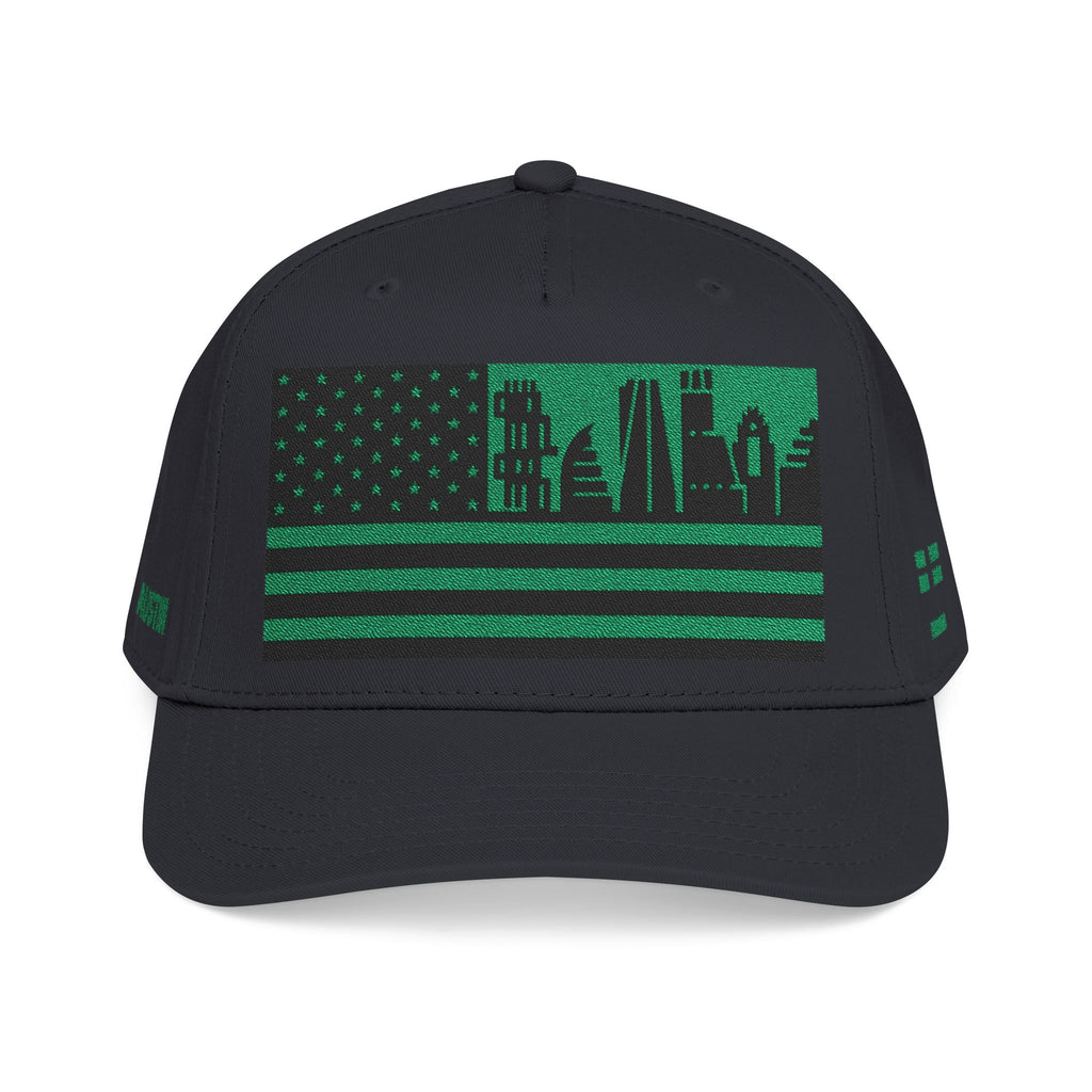 Austin City Skyline Cap - Green/Black Flag