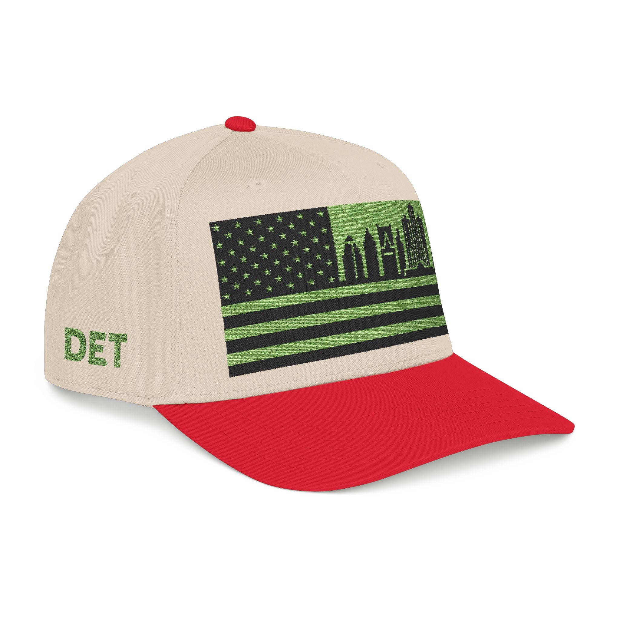 Detroit City Skyline Cap - Light Green/Black Flag