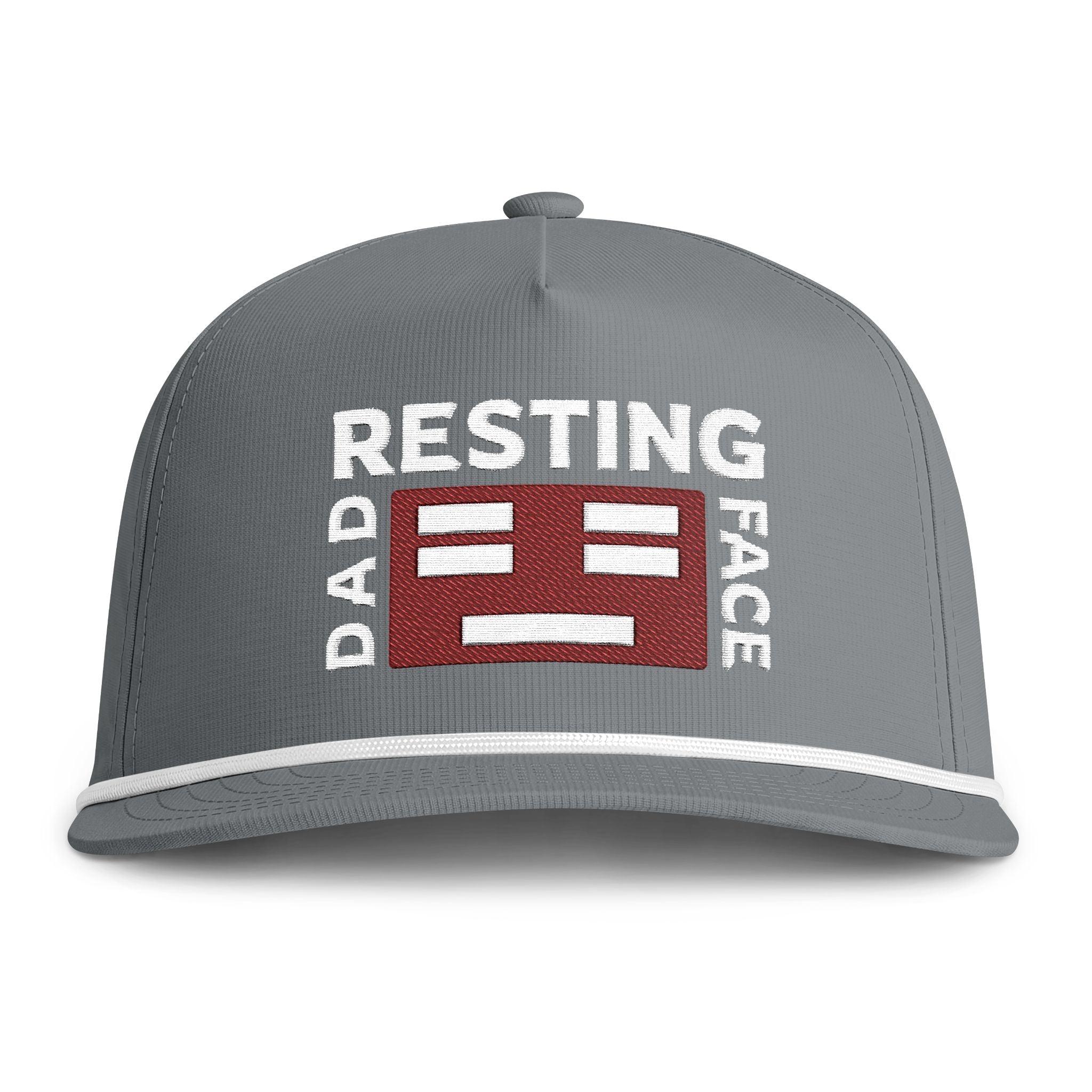 Resting Dad Face Red Icon Hat - Grey/White Premium Snapback Cap