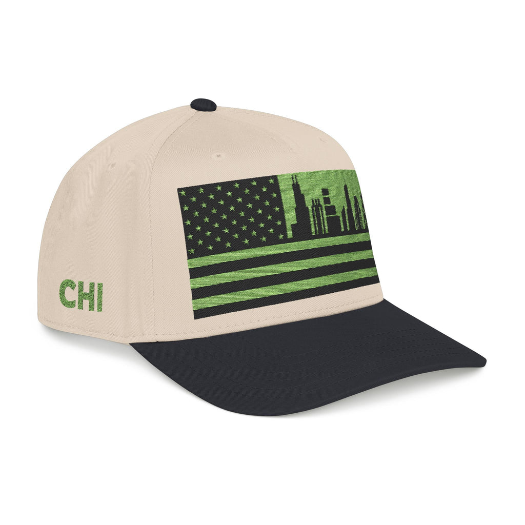 Chicago City Skyline Cap - Light Green/Black Flag