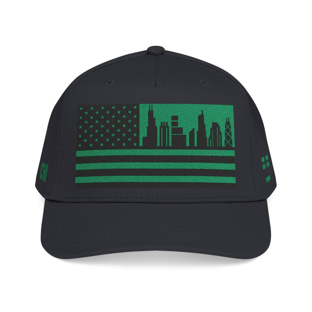 Chicago City Skyline Cap - Green/Black Flag