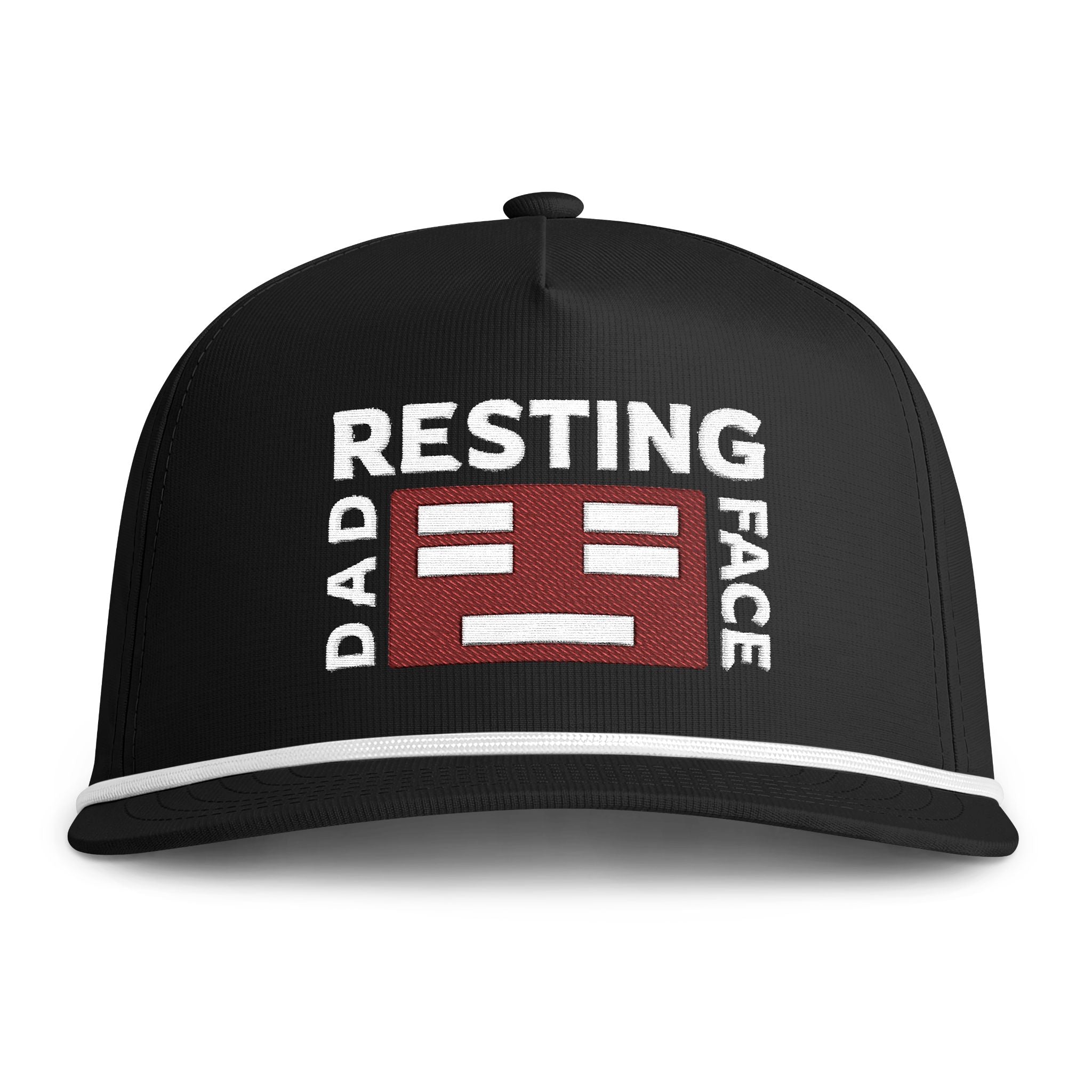 Resting Dad Face Red Icon Hat - Black/White Premium Snapback Cap