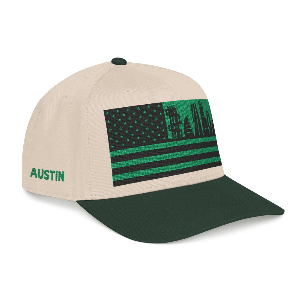 Austin City Skyline Cap - Green/Black Flag
