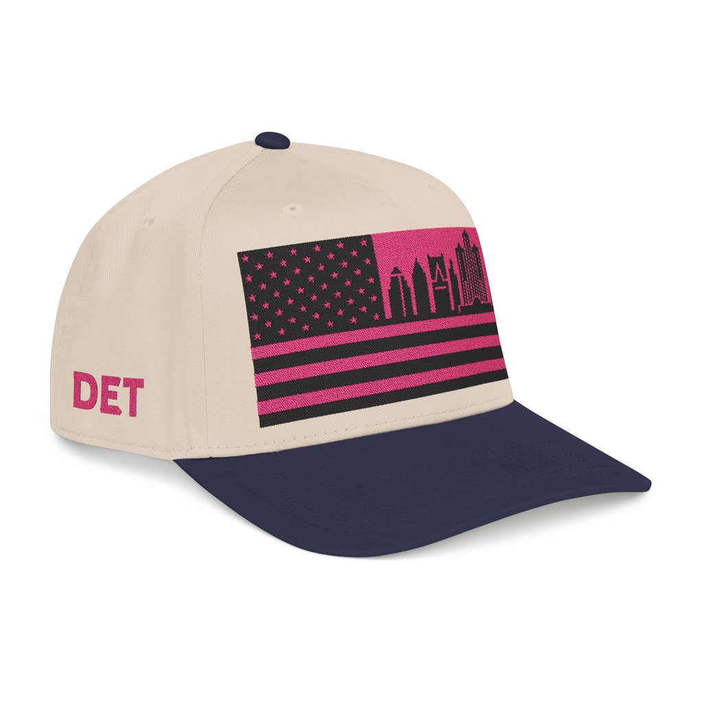 Detroit City Skyline Cap - Pink/Black Flag