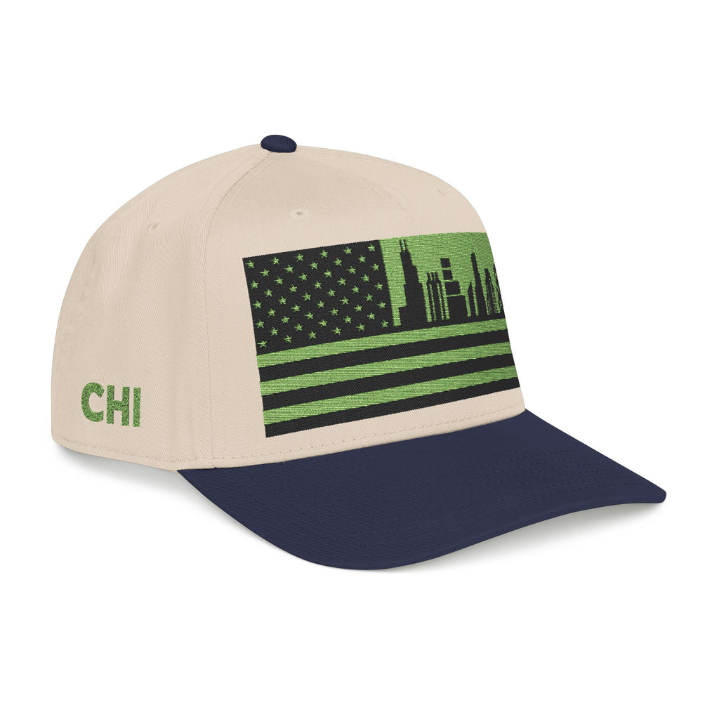 Chicago City Skyline Cap - Light Green/Black Flag
