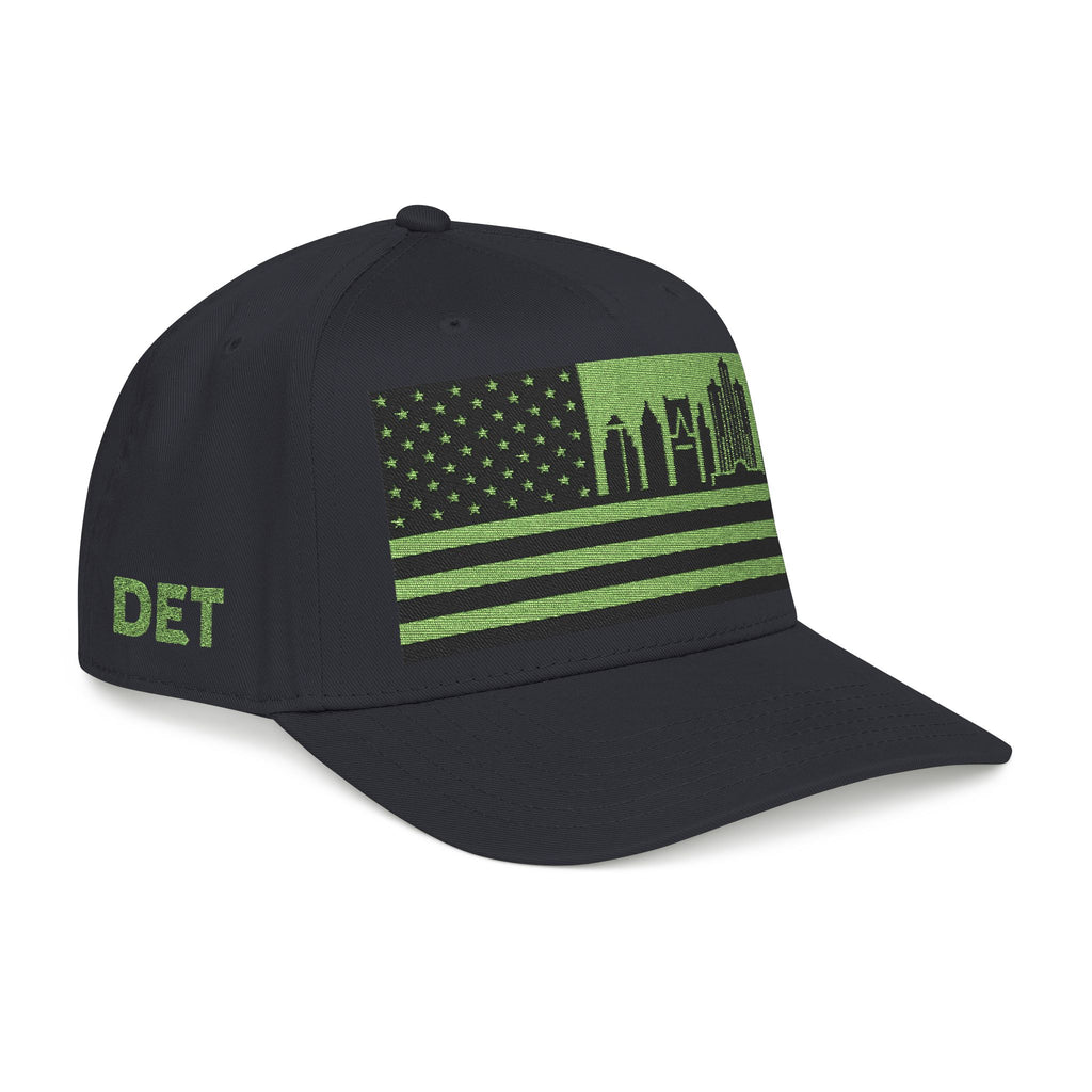 Detroit City Skyline Cap - Light Green/Black Flag
