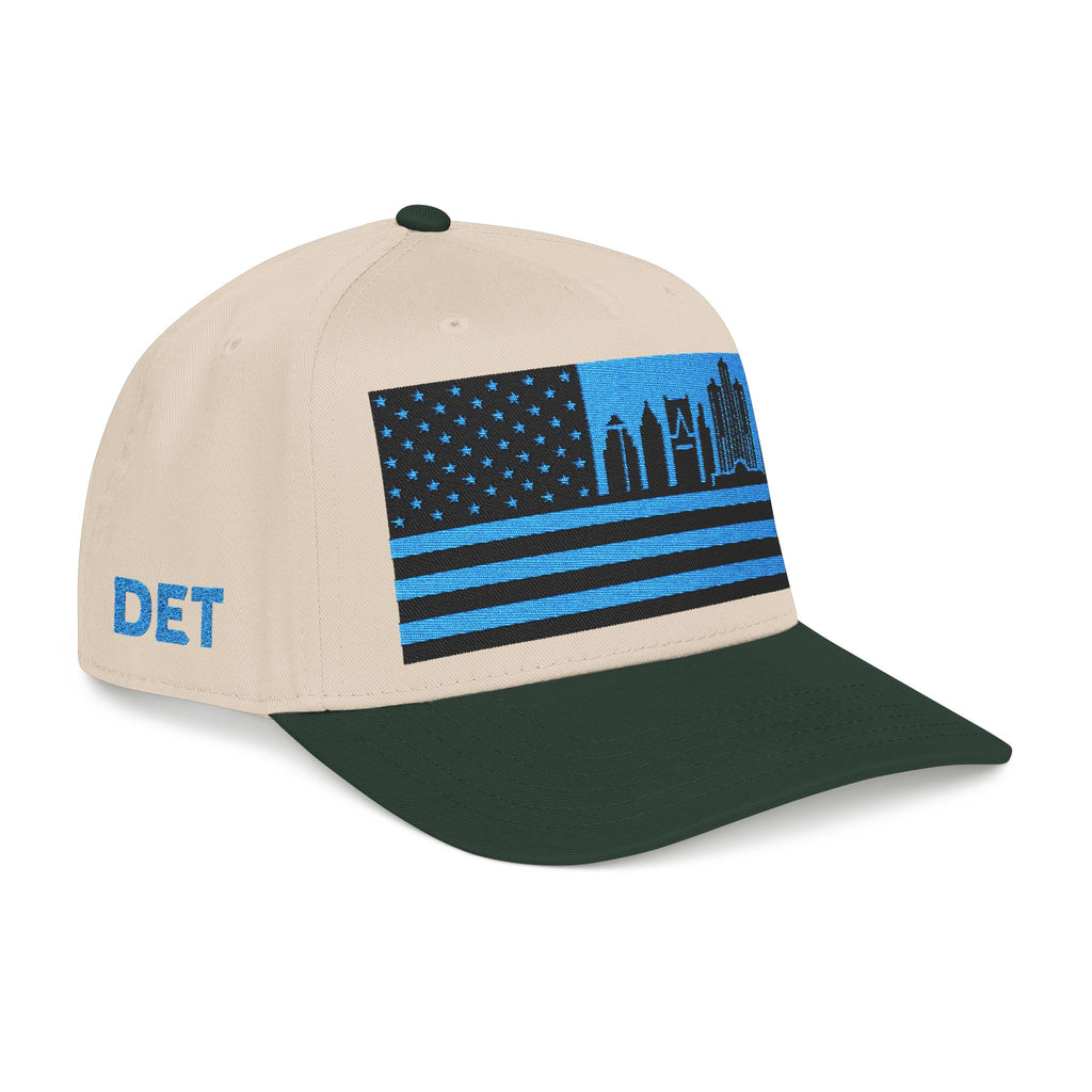 Detroit City Skyline Cap - Light Blue/Black Flag