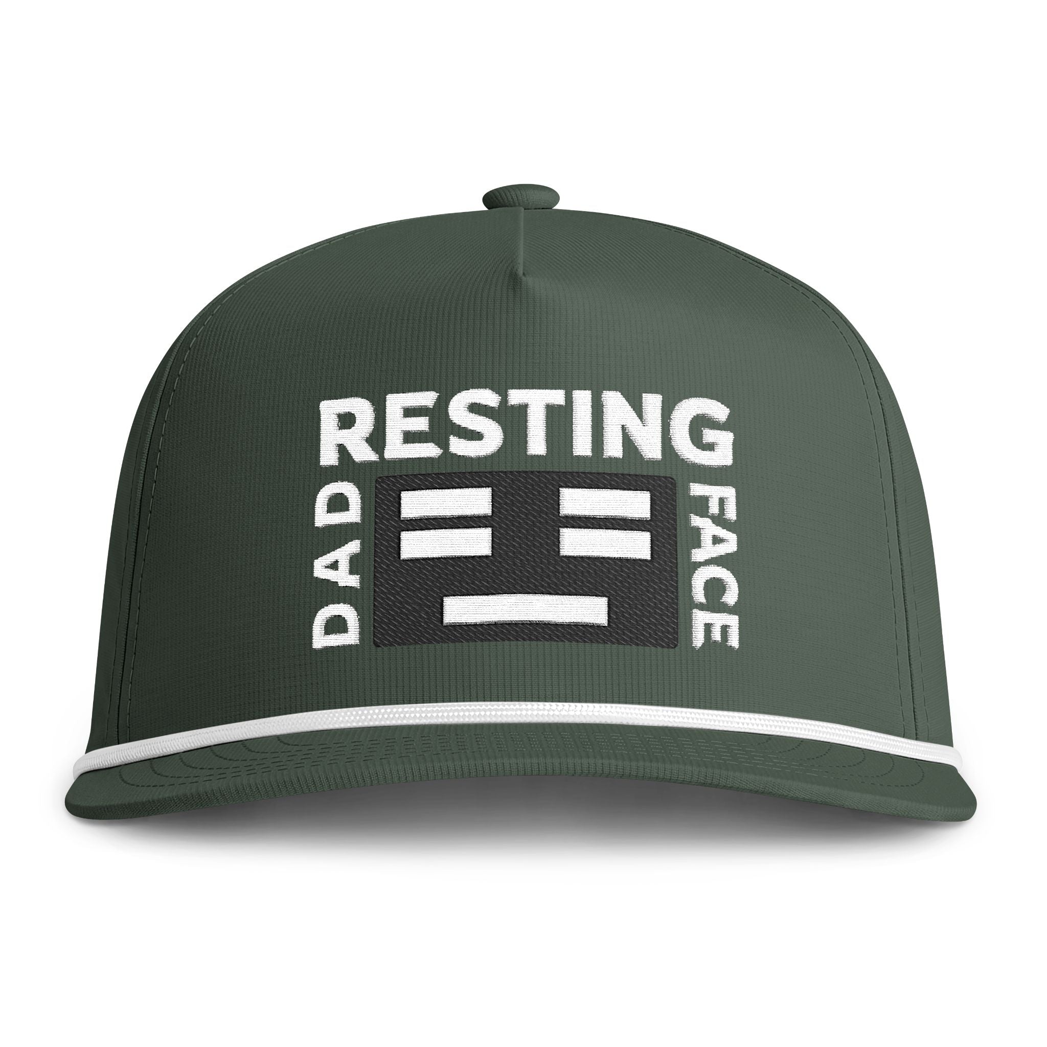 Resting Dad Face Black Icon Hat - Green/White Premium Snapback Cap