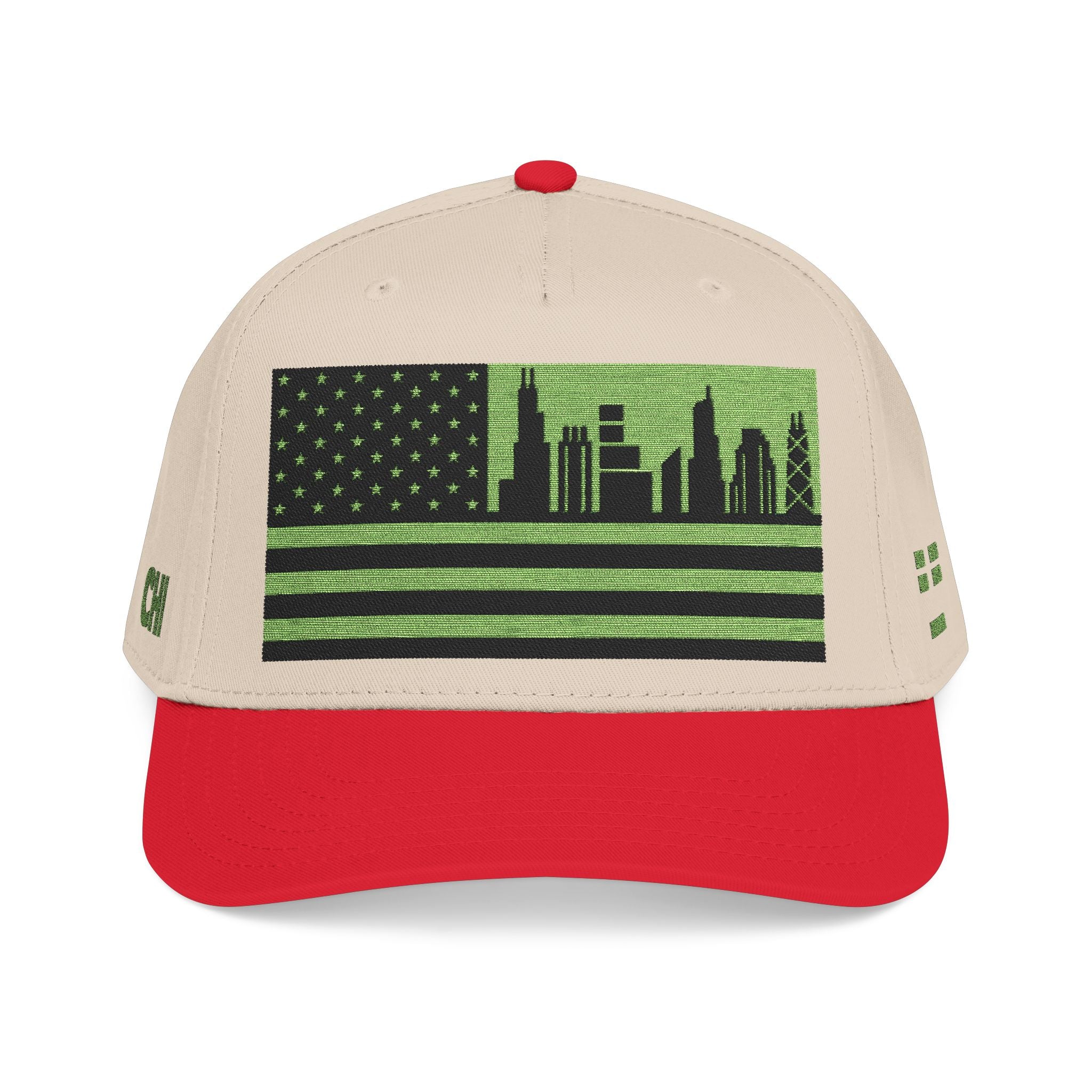 Chicago City Skyline Cap - Light Green/Black Flag