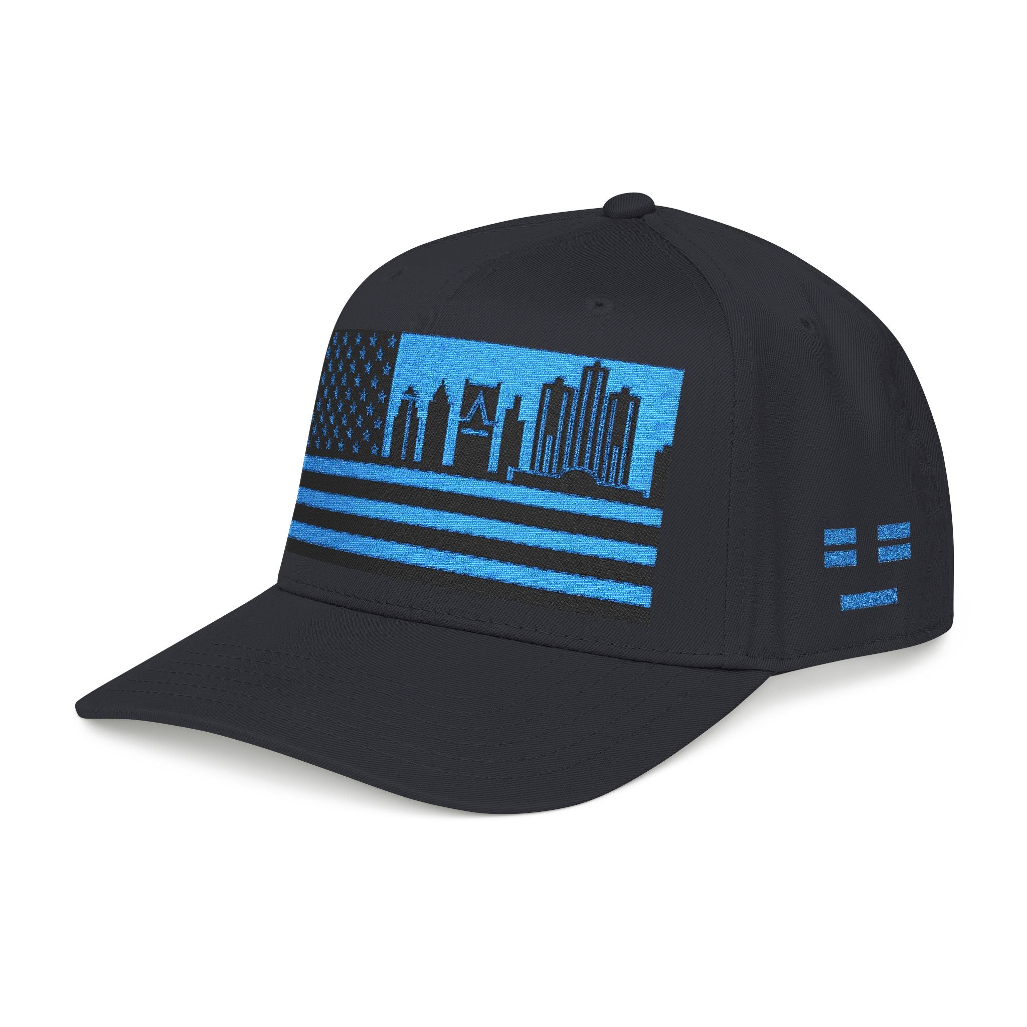 Detroit City Skyline Cap - Light Blue/Black Flag