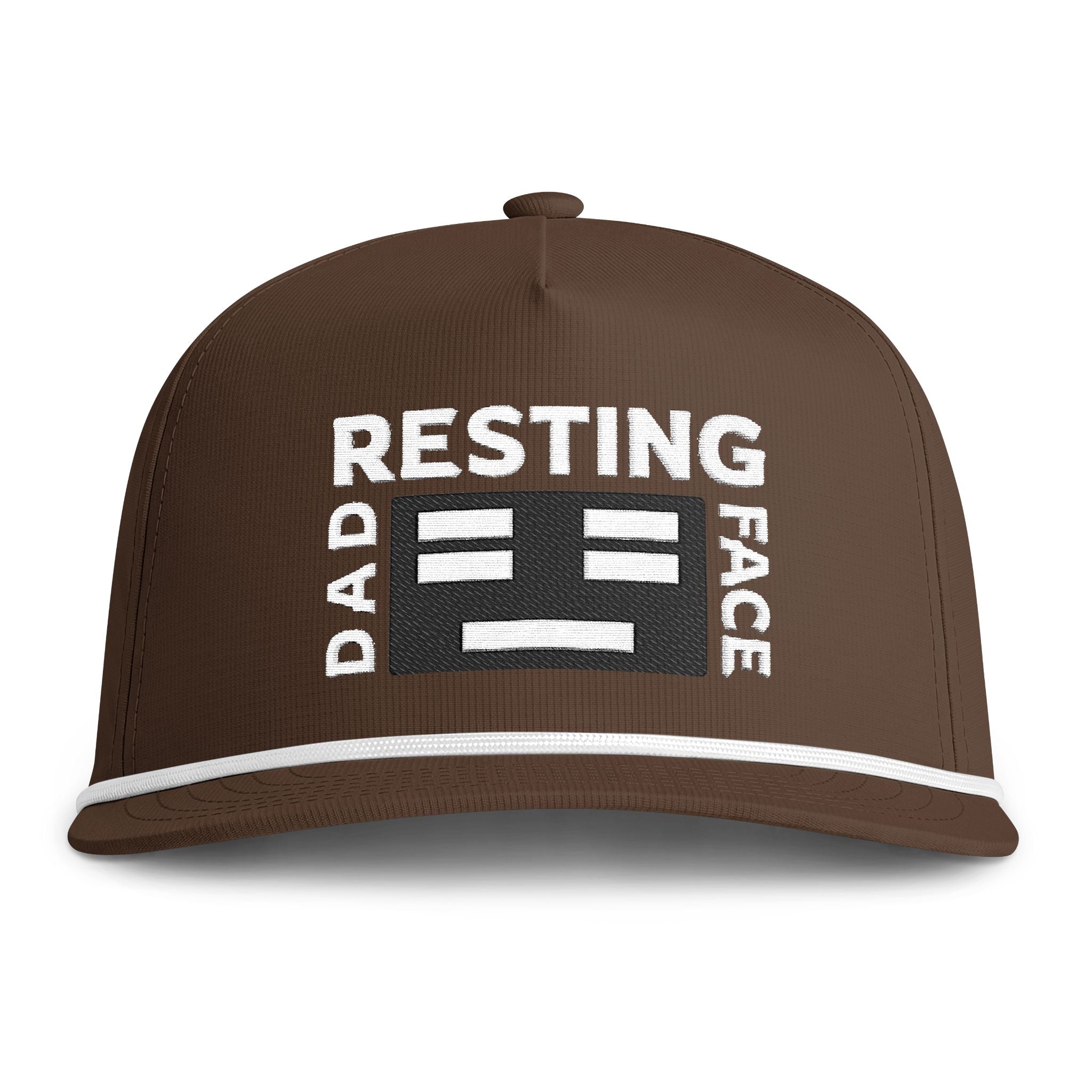 Resting Dad Face Black Icon Hat - Espresso/White Premium Snapback Cap