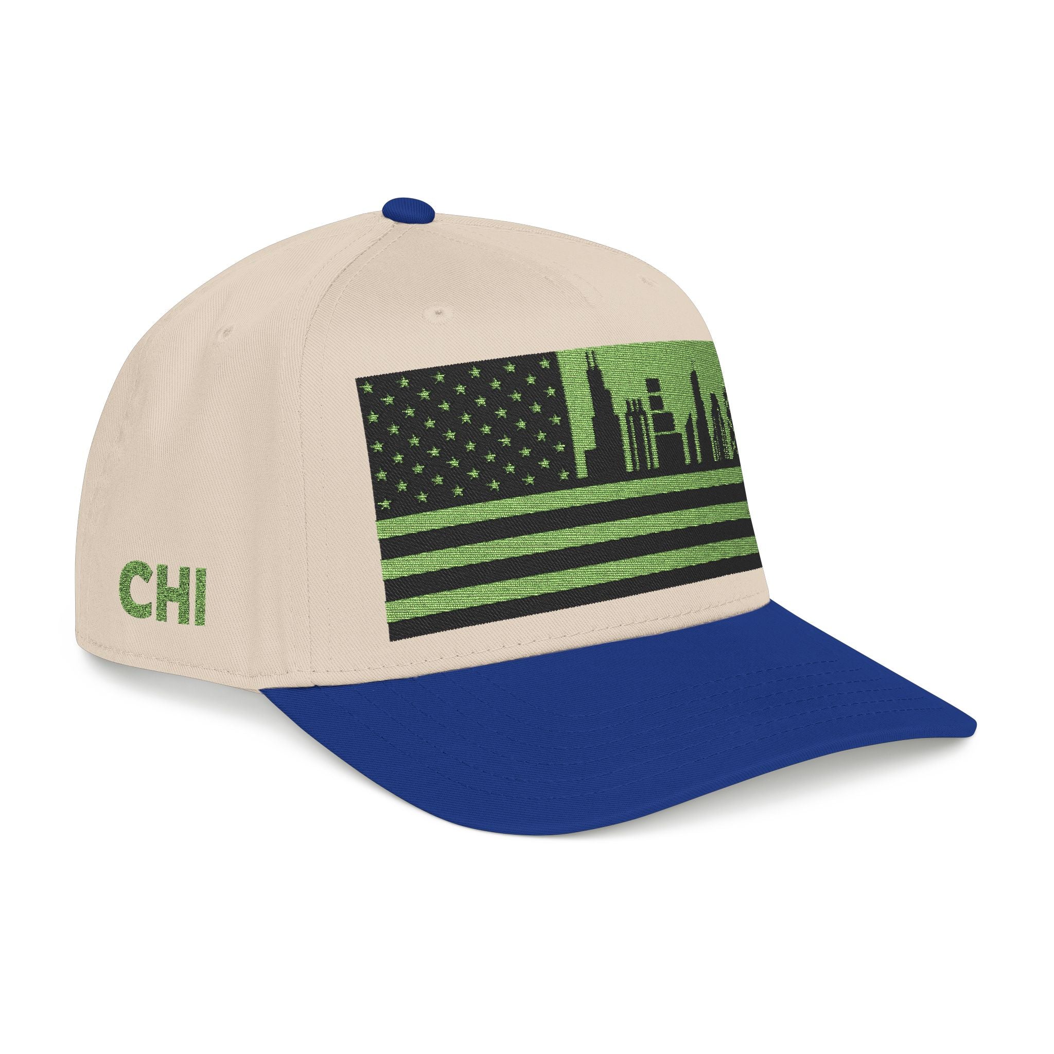 Chicago City Skyline Cap - Light Green/Black Flag