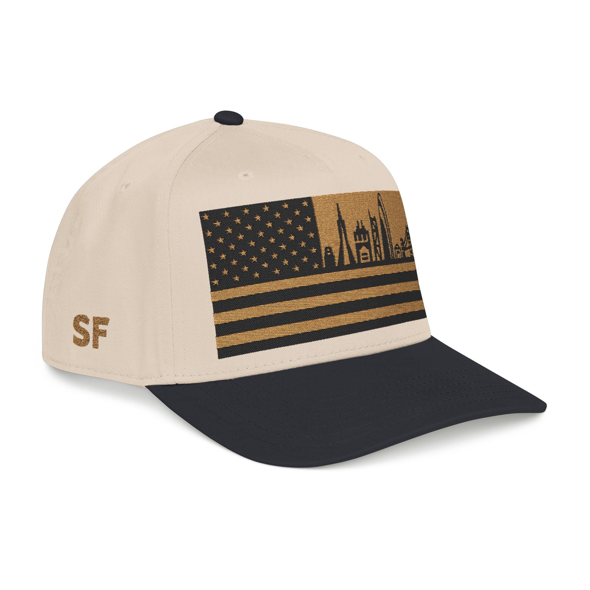 San Francisco City Skyline Cap - Gold/Black Flag