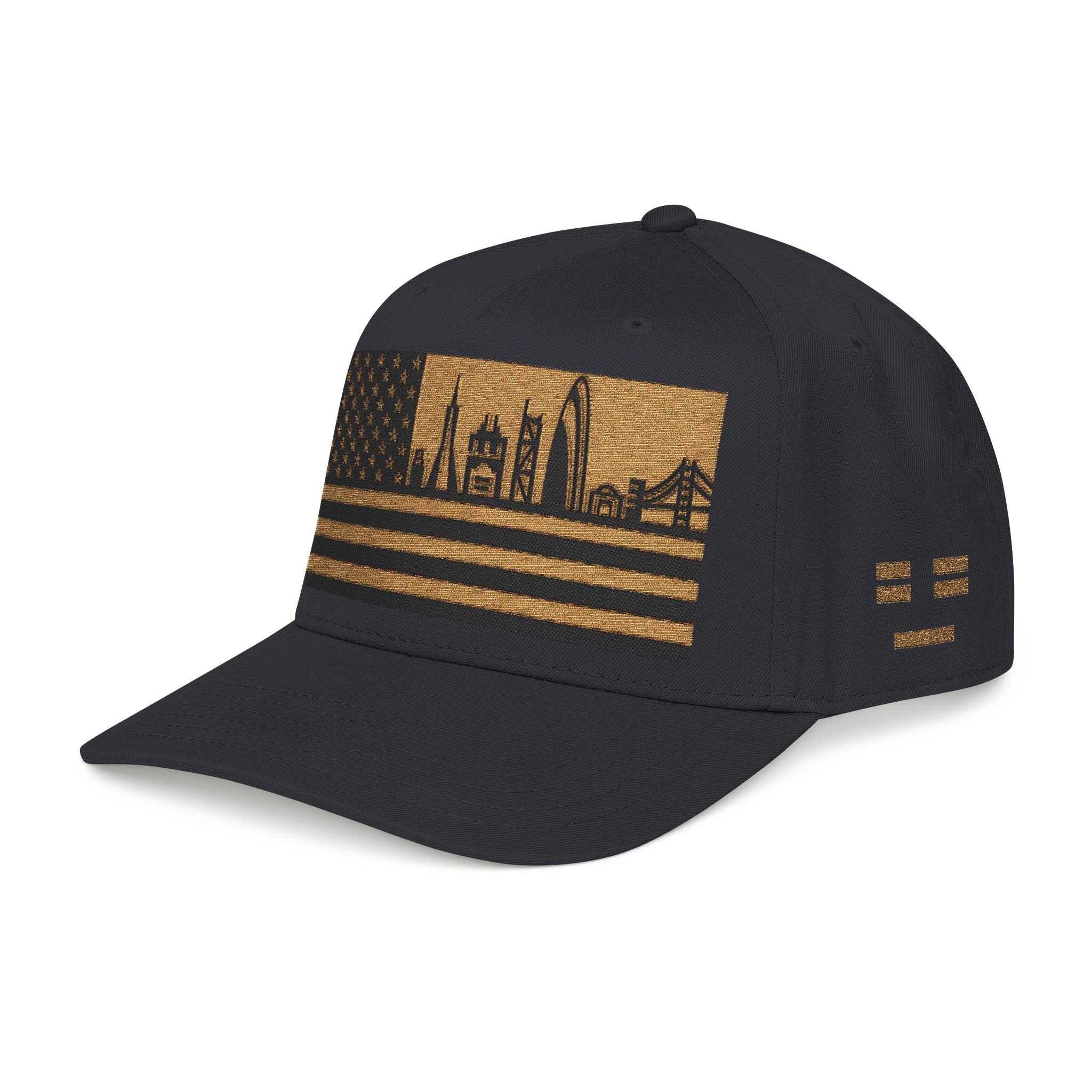 San Francisco City Skyline Cap - Gold/Black Flag
