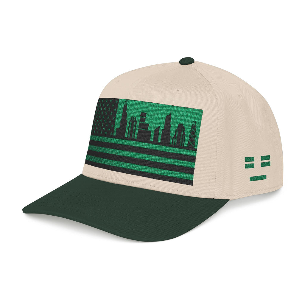 Chicago City Skyline Cap - Green/Black Flag
