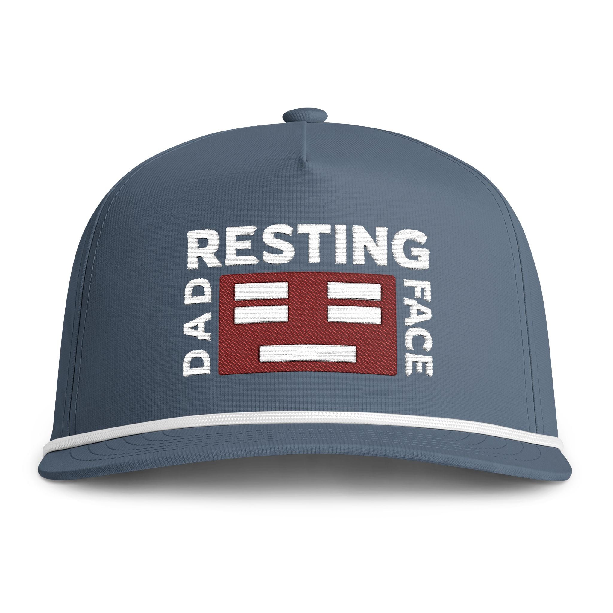Resting Dad Face Red Icon Hat - Blue Indigo/White Premium Snapback Cap