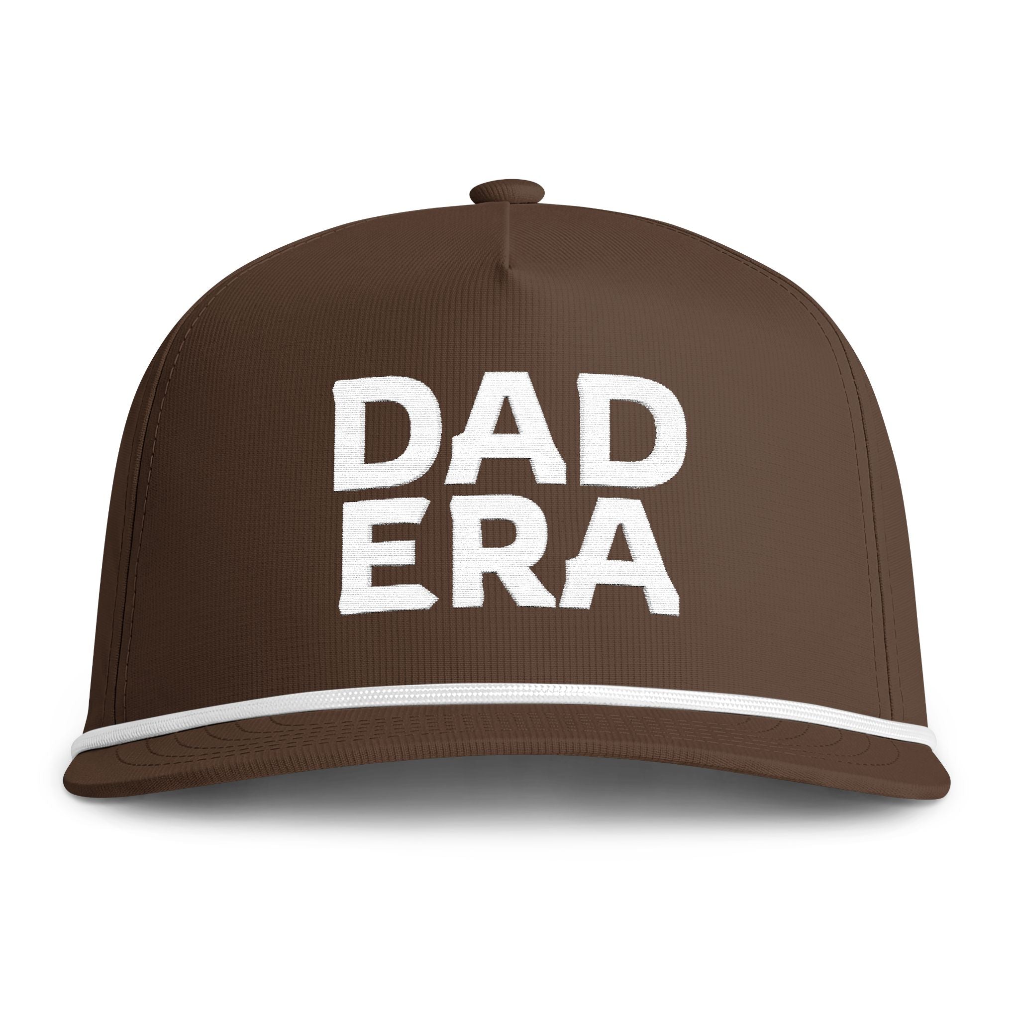 Image of an espresso hat with white embroidery reading "Dad Era"