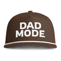 Image of an espresso hat with white embroidery reading "Dad Mode"