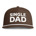 Image of an espresso colored hat with white embroidery reading "Single Dad"