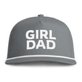 Image of a grey hat with white embroidery reading "Girl Dad"