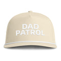 Image of an ivory hat with white embroidery reading "Dad Patrol"