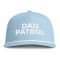 Image of a light blue hat with white embroidery reading "Dad Patrol"